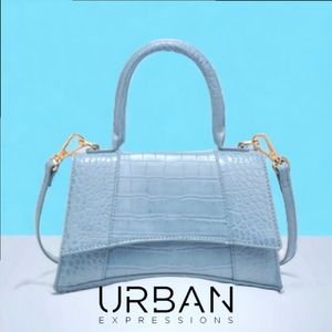 NWT Urban Expression Light Blue Croc Lucas Purse w/Crossbody Attachment